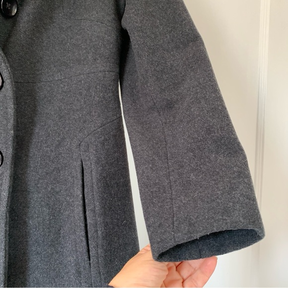 Wool Blend Jacket Grey Mid-Length Single Breasted Coat Anne Klein Extra Small - Picture 8 of 13